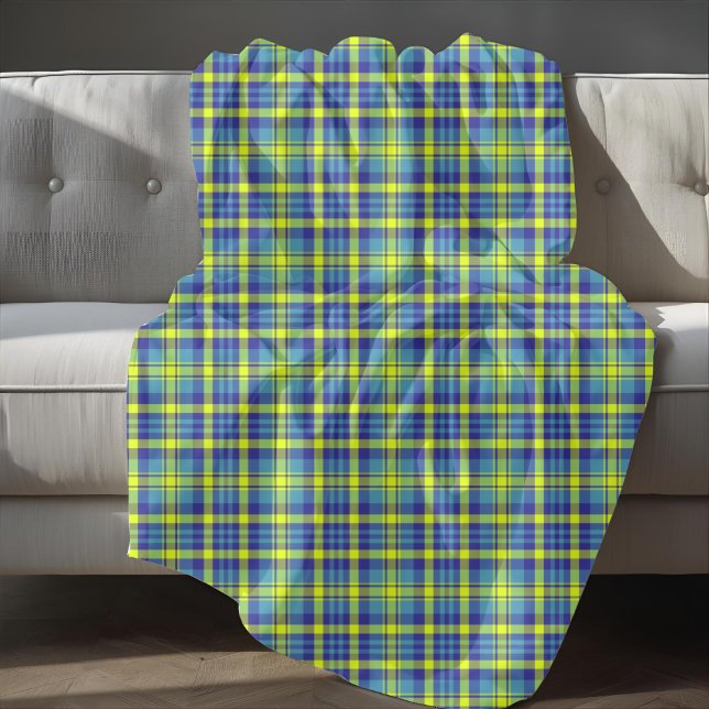 Blue Yellow Green Tartan Plaid Pattern Fleece Blanket (Blue Yellow Green Tartan Plaid Pattern Fleece Blanket)