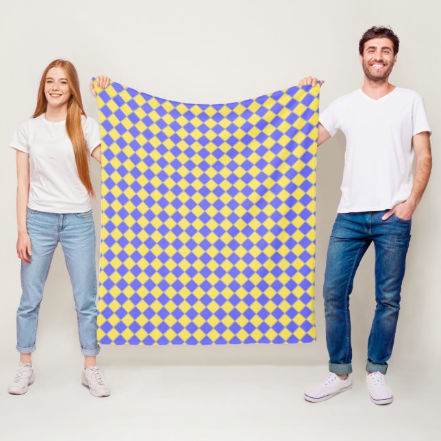 Blue Yellow Grey Fleece Blanket (In Situ)