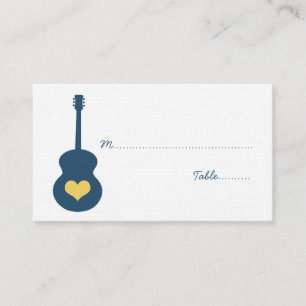 Blue/Yellow Guitar Heart Place Card