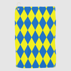 Blue Yellow Harlequin Checkered Design  Golf Towel