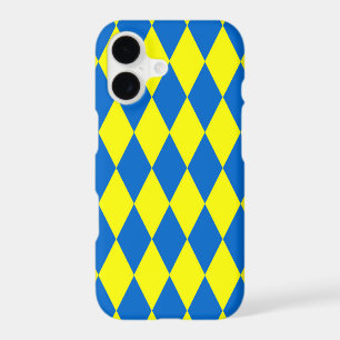 Blue Yellow Harlequin Chequered Design