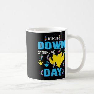 Blue Yellow Heart 21 World Down Syndrome Awareness Coffee Mug