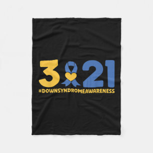 Blue Yellow Heart 21 World Down Syndrome Awareness Fleece Blanket