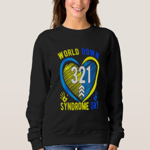 Blue Yellow Heart 21 World Down Syndrome Awareness Sweatshirt