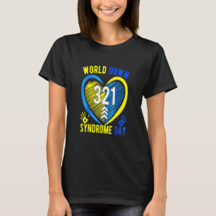 Blue Yellow Heart 21 World Down Syndrome Awareness T-Shirt