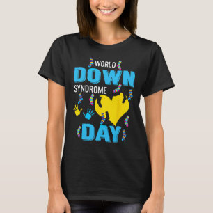 Blue Yellow Heart 21 World Down Syndrome Awareness T-Shirt