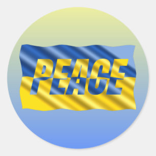 Blue & Yellow Hearts on Black Ukriane Inspirations Classic Round Sticker