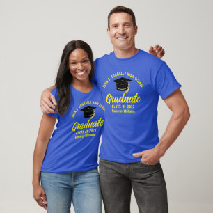 Blue Yellow High School Graduate Custom Graduation T-Shirt