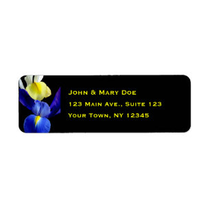 Blue & Yellow Iris Flowers 4b Return Address Label
