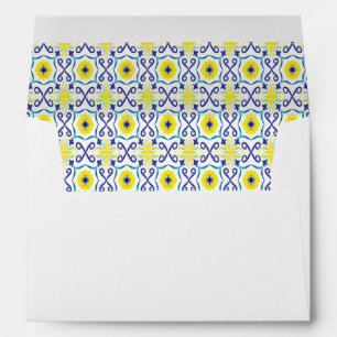 Blue Yellow Italian Mediterranean Tile Envelope