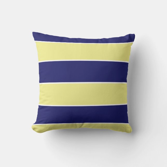 blue & yellow large stripes cushion (Front)