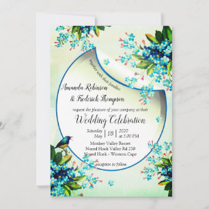 Blue -Yellow Lavender Wedding Announcement