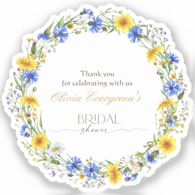 Blue Yellow Lavender Wildflower Wreath (Front)