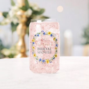 Blue Yellow Lavender Wildflower Wreath Thank you Can Glass