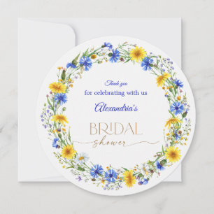 Blue Yellow Lavender Wildflower Wreath Thank You Card