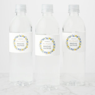 Blue Yellow Lavender Wildflower Wreath Welcome Water Bottle Label