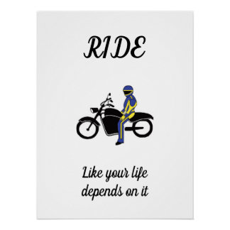 Blue & Yellow Leathers at a Motorcycle Race Poster