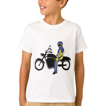 Blue & Yellow Leathers at a Motorcycle Race