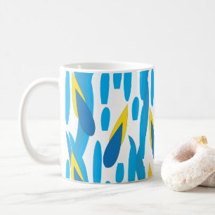 Blue Yellow Leaves Abstract Coffee Mug