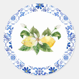 Blue Yellow Lemon Bridal Shower Envelope Seal