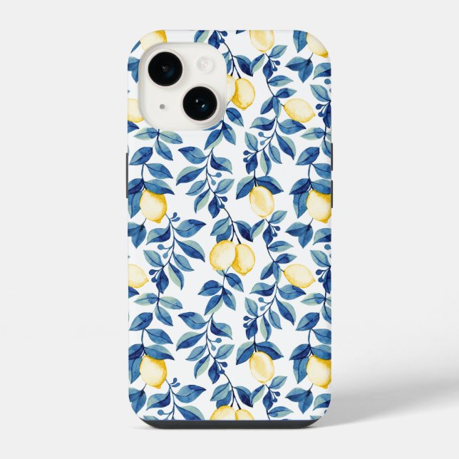 Blue Yellow Lemon iPhone Case (Back)