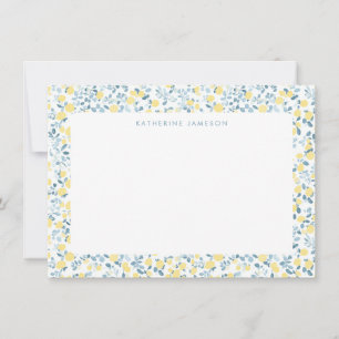 Blue Yellow Lemons Limoncello Monogram NoteCard
