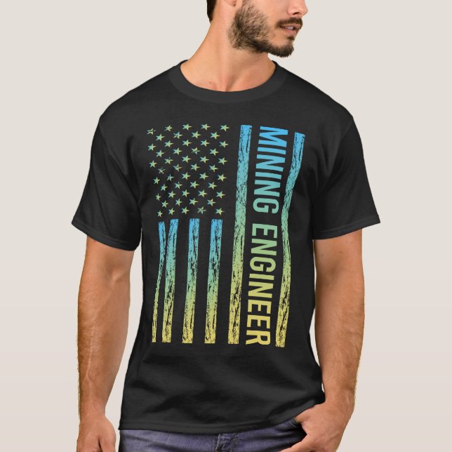 Blue Yellow Mining Engineer T-Shirt (Front)