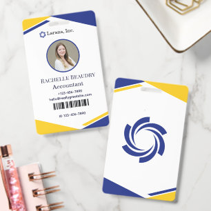 Blue & Yellow Modern Business ID Card Badge