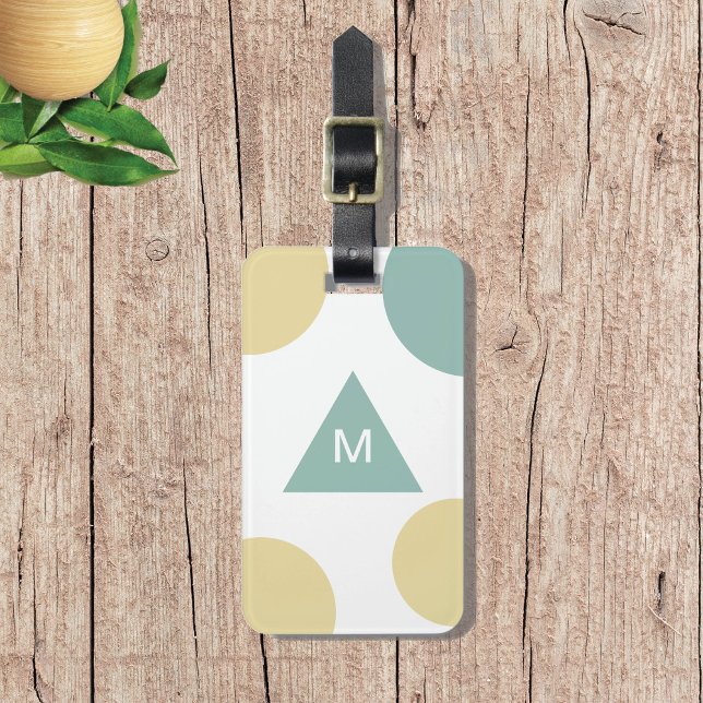 Blue Yellow Modern Geometric Monogram Luggage Tag (Creator Uploaded)