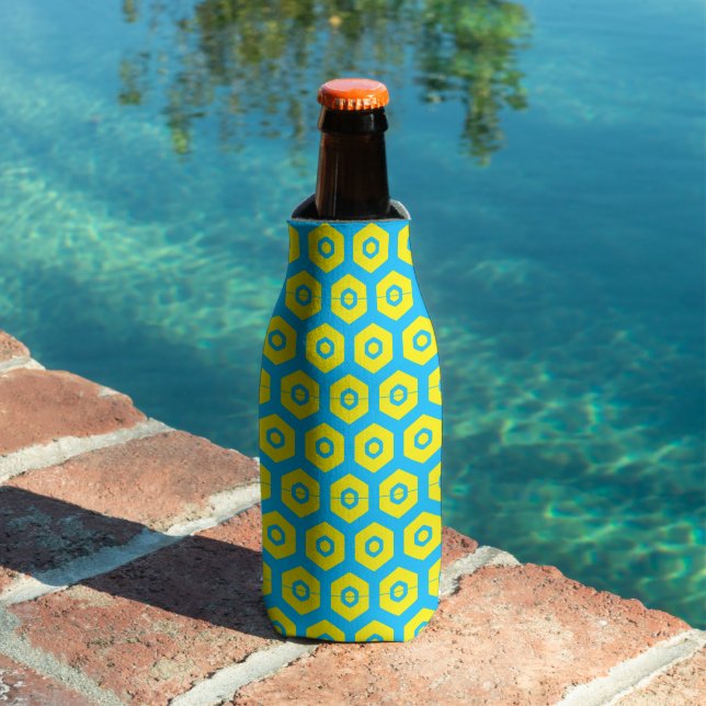 Blue Yellow Modern Hexagon Pattern 4Don Cooler (In Situ Pool)