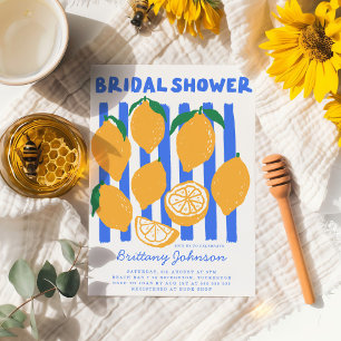 Blue & Yellow Modern Lemon Bridal Shower Invitation
