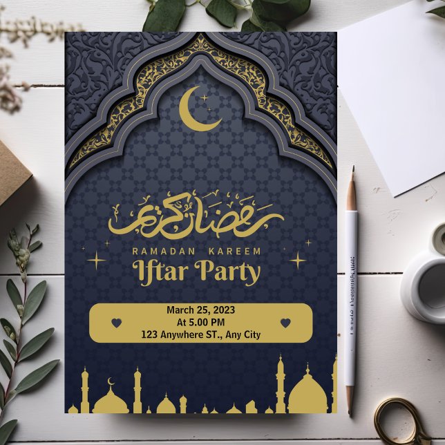 Blue yellow modern ramadan iftar party invitation (Creator Uploaded)