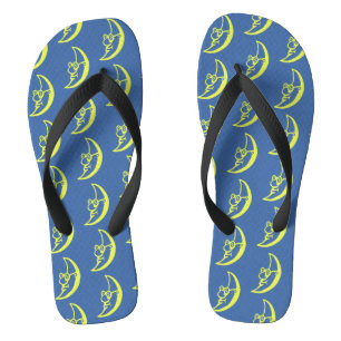 Blue Yellow Moon Face Pattern Thongs