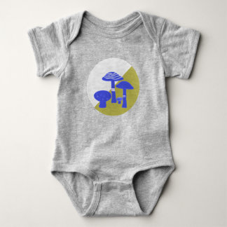 'Blue & Yellow Mushroom' Baby One Piece Bodysuit