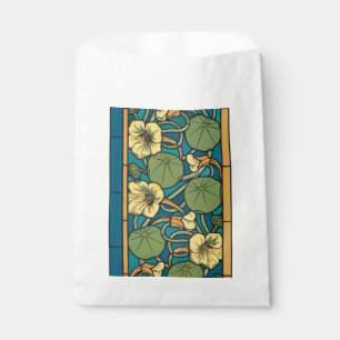 Blue Yellow Nasturtium Flower Nouveau Pattern Favour Bag