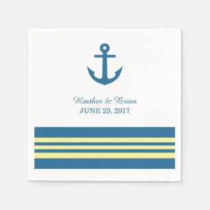 Blue Yellow Nautical Anchor Paper Napkins