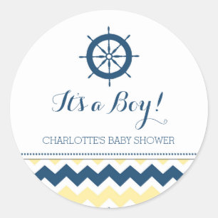 Blue Yellow Nautical Baby Shower Favour Stickers