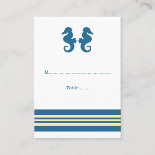 Blue Yellow Nautical Seahorse Wedding Place Cards