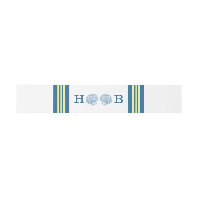 Blue Yellow Nautical Seashells Belly Bands Invitation Belly Band (Flat)