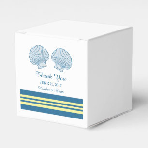 Blue Yellow Nautical Seashells Wedding Favour Boxe Box