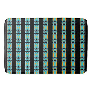 Blue Yellow Orange Decorative Borders Bath Mat