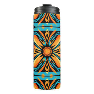 Blue Yellow Orange Decorative Mosaic Thermal Tumbler