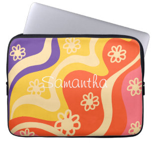 Blue,Yellow,Orange, Pink Floral Abstract  Laptop Sleeve