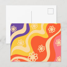 Blue,Yellow,Orange, Pink Floral Abstract 