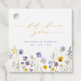 Blue & Yellow Pansies Let Love Grow Wedding Seeds Favour Tags