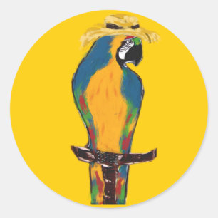 Blue & Yellow Parrot Classic Round Sticker