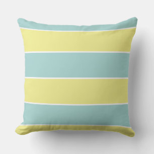 blue & yellow pastel large stripes cushion