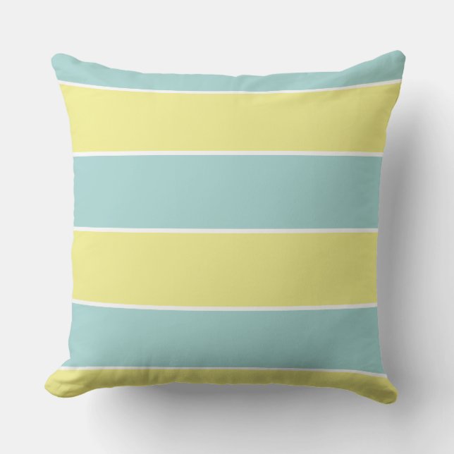 blue & yellow pastel large stripes cushion (Front)