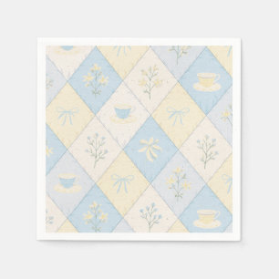Blue & Yellow Patchwork Pattern Cute  Baby Shower Napkin