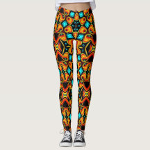 Blue Yellow Patterned Leggings